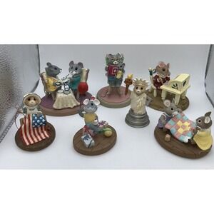 Hallmark Tender Touches Mice Figurine 7 Piece Vintage Lot Collectible Mouse